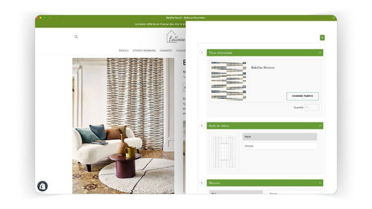 Modern e-commerce store interface for curtain and blind business.